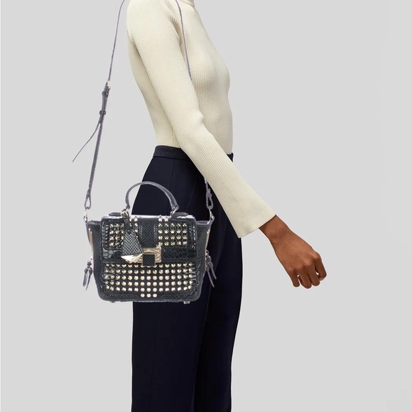 Rebecca Minkoff Gold Studded Black Patent Leather Bag, NWOT - Picture 5 of 5